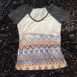 Maurices Tshirt with Aztec design.